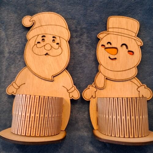 Set van kerstman met sneeuwman