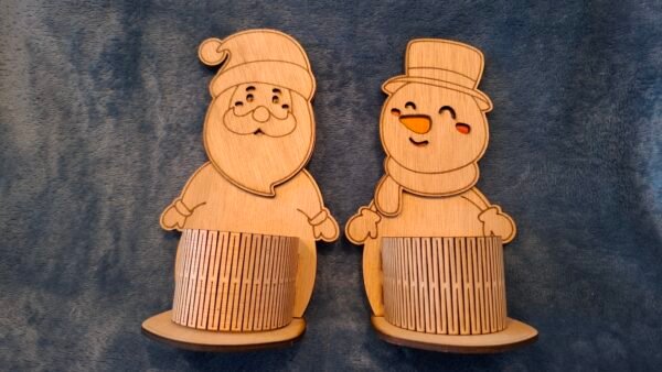 Set van kerstman met sneeuwman